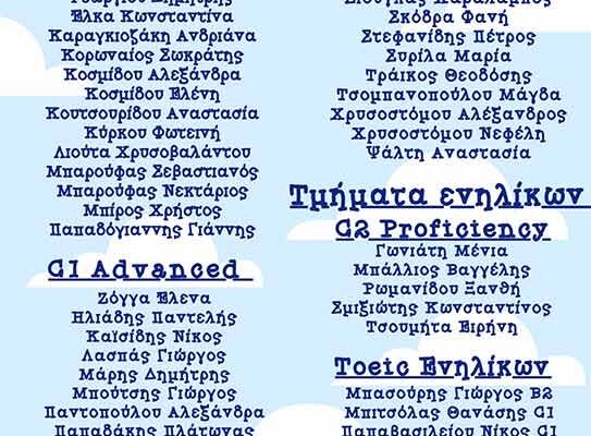 Επιτυχίες κέντρου ξένων γλωσσών ΚΟΡΥΦΗ