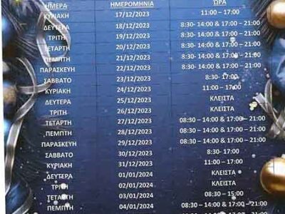 Ανακοινώνεται το εορταστικό ωράριο λειτουργίας των καταστημάτων, για την πόλη του Αμυνταίου