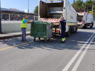 Εργασίες καθαρισμού και πλύσης κάδων απορριμμάτων από τον Δήμο Αμυνταίου