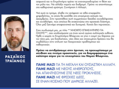 Δήλωση υποψηφιότητας για πρόεδρο του Ε.Β.Ε. ΦΛΩΡΙΝΑΣ