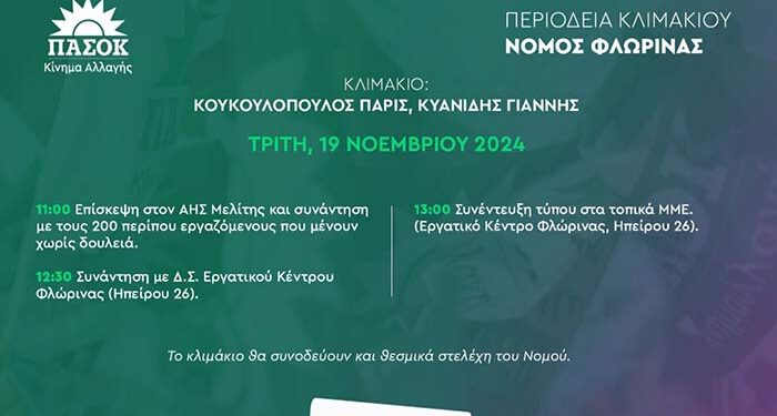 Κλιμάκιο του ΠΑΣΟΚ – Κινήματος Αλλαγής αύριο στο νομό Φλώρινας