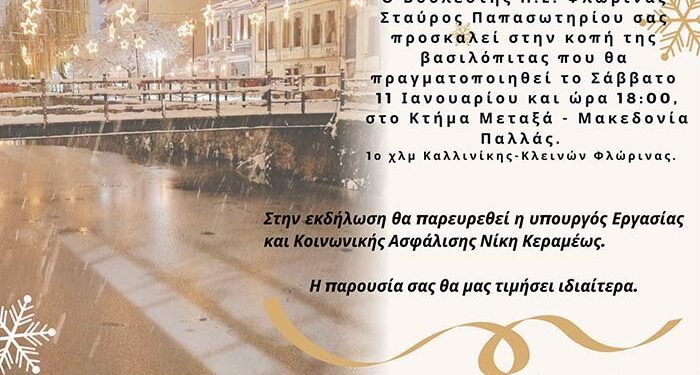 Πρόσκληση του βουλευτή Στ. Παπασωτηρίου για την κοπή της ετήσιας βασιλόπιτας