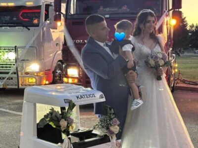 Γάμος με φορτηγά στον ιερό ναό Αγίου Γεωργίου Αναρράχης