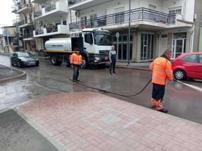Πλύσεις οδοστρώματος σε κεντρικές οδούς του Αμυνταίου μετά την Εμποροπανήγυρη