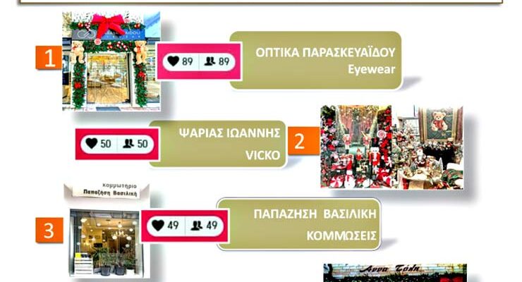Οι νικητές του Διαγωνισμού Καλύτερης Χριστουγεννιάτικης Βιτρίνας 2025–2026