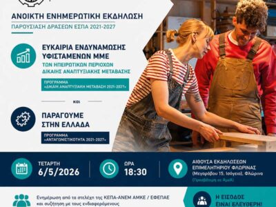 Δίκαιη Αναπτυξιακή Μετάβαση και Ανταγωνιστικότητα του ΕΣΠΑ 2021–2027 στη Φλώρινα