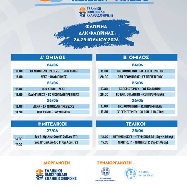 Η Φλώρινα υποδέχεται το Final 8 του 53ου Πανελλήνιου Πρωταθλήματος Μπάσκετ Παίδων 10 Η Φλώρινα υποδέχεται το Final 8 του 53ου Πανελλήνιου Πρωταθλήματος Μπάσκετ Παίδων